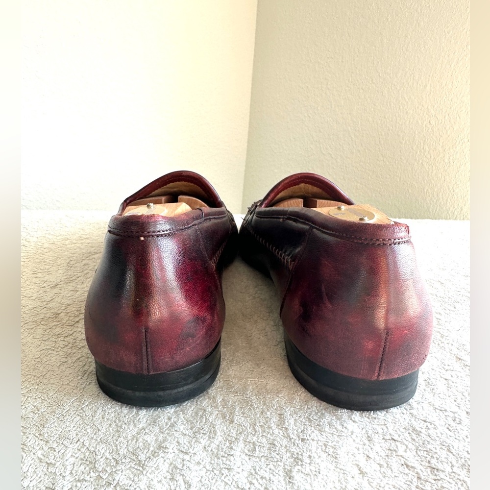 Santoni Men’s tassel loafer braided leather Burgundy size 11‎ D Italy - Picture 7 of 11